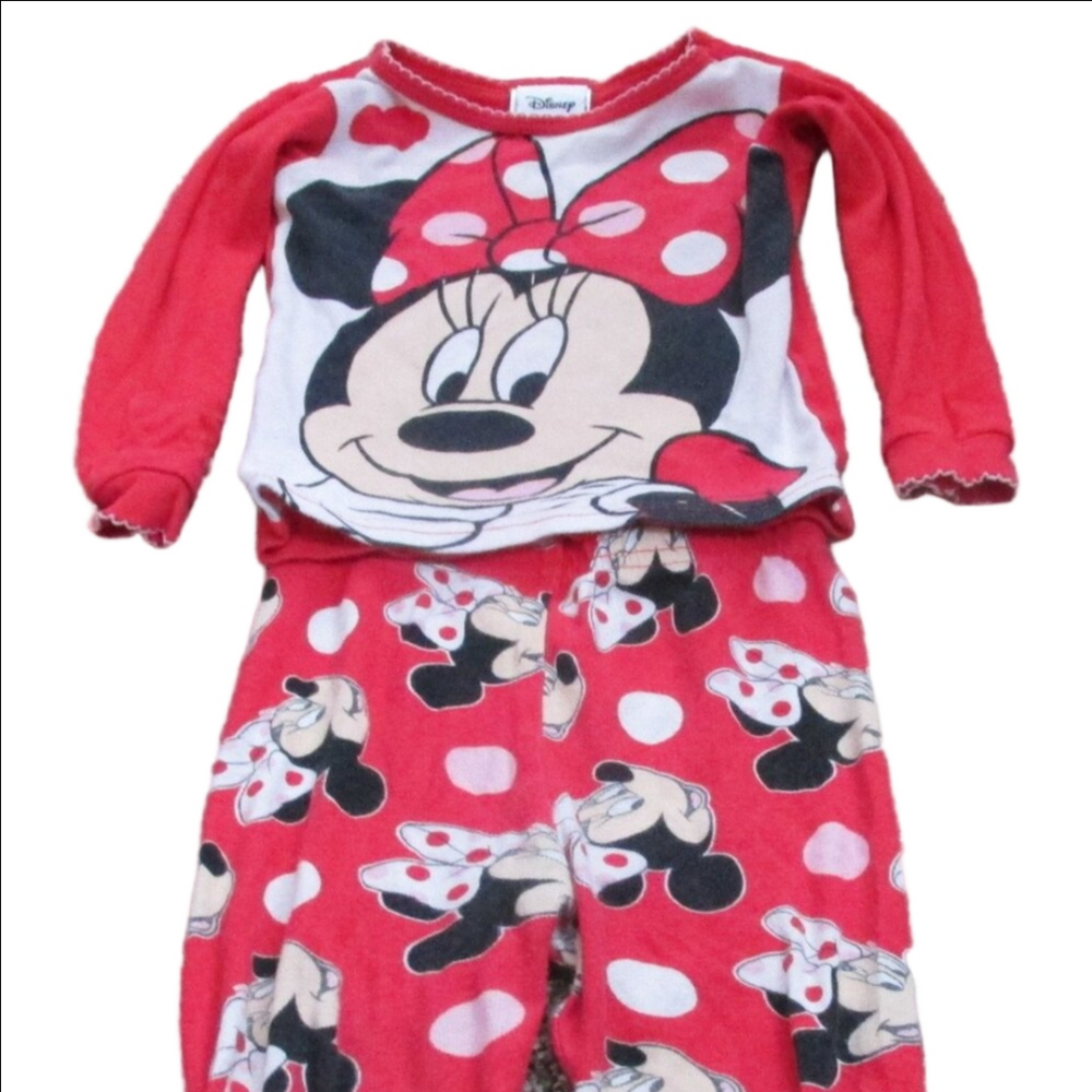 Disney Minnie Mouse 2 pc Pullover Pajama Set Girls 18M Red Black Long‎ Sleeve